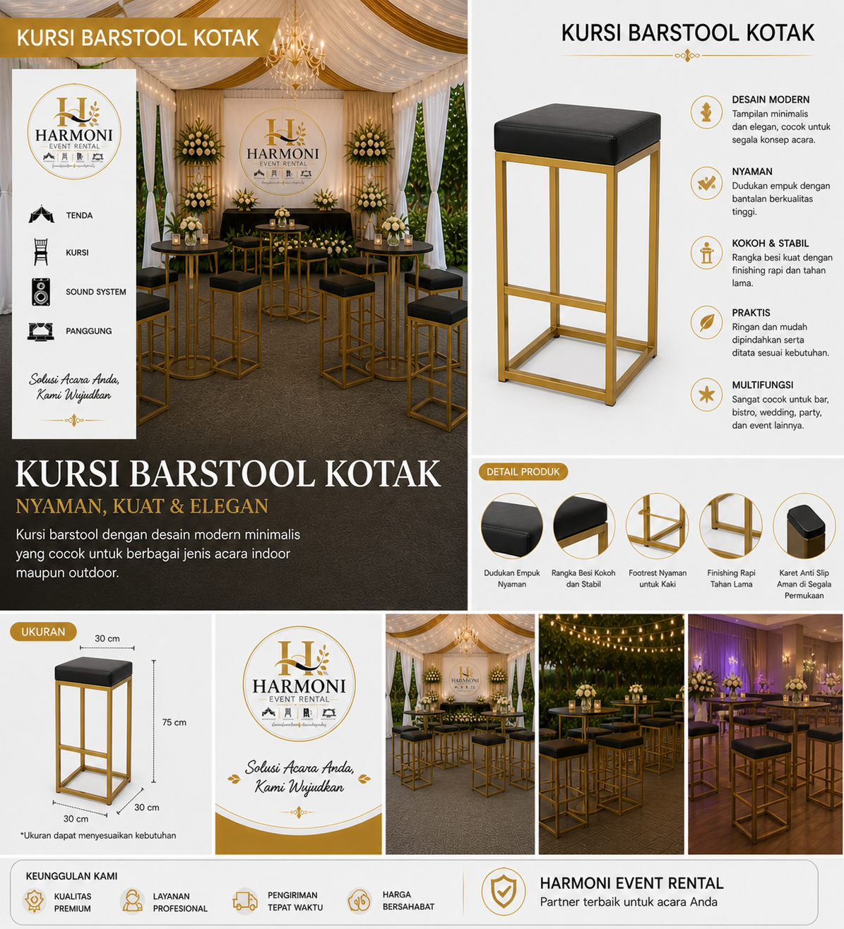 Kursi Barstool Kotak